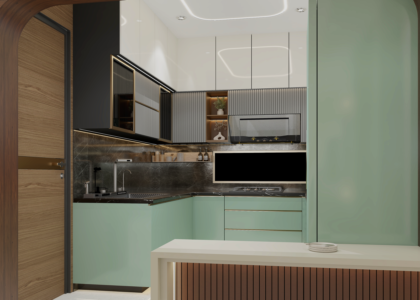 Dual-Tone Modular Kitchen